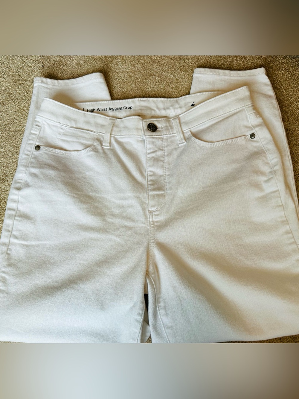 Talbots White Jeans High-waisted Jegging Crop 8 EUC